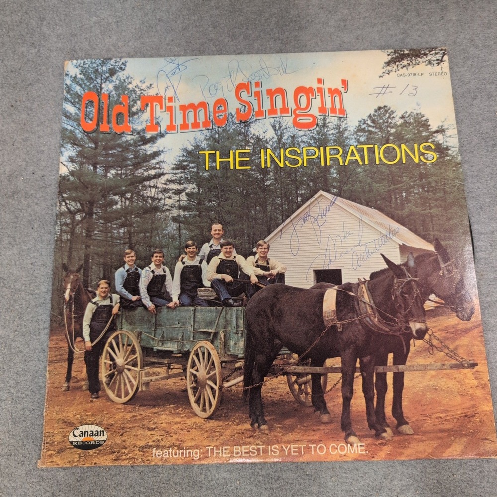 The Inspirations Old Time Singin' Vinyl LP Signed Canaan Records CAS-9718 - Picture 1 of 4